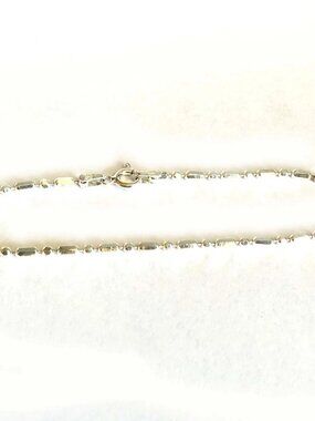 Faceted Bead & Bar Sterling Silver 925 Link Bracelet Estate Find 7.25"
